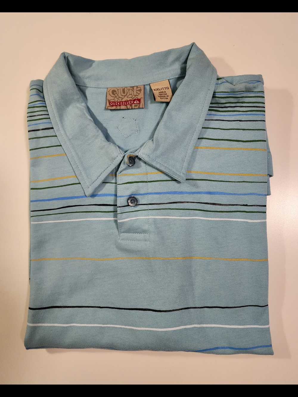 Quiksilver Men’s Light Blue Striped Polo Shirt